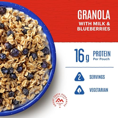 Granola w/ Milk & Blueberries|Freeze Dried Backpacking & Camping Food|2 Servings
