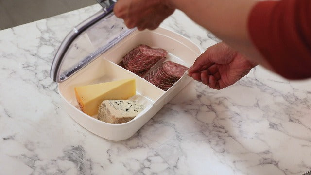 Split Deli Food Storage Container w/ Air-Tight Silicone Seal & Dry Erase Compatible Lid