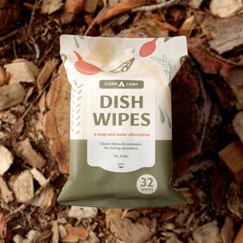 Dish Wipes|100% Biodegradable Pre-Moistened Food-Safe Camp Kitchen Wipes