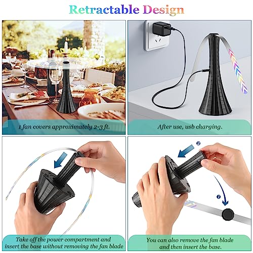 4pcs Fly Fans for Tables Rechargeable,Flies Fan to Keep Flies Away,Food Fans for Camping