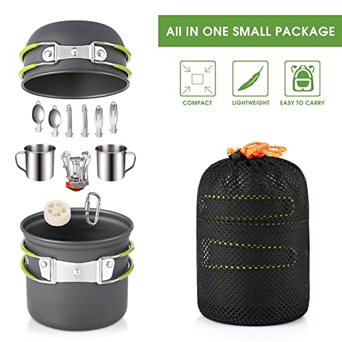 Camping Cookware Mess Kit,19pcs Hiking Backpacking Picnic Cooking Bowl