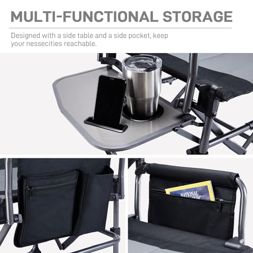 2pcs Camping Directors' Chair with Side Table,Portable Folding with Compact Size
