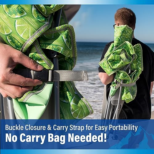 Beach Sling Chair w/ Cooler Pocket & Detachable Pillow-Beach Folding Chair & Camping Chair