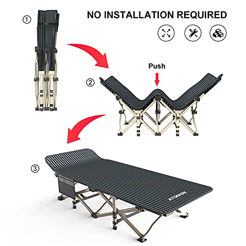 Camping Cot,Outdoor Folding Cot Bed w/ Pad,Pillow &  Carrying Bag for Adults