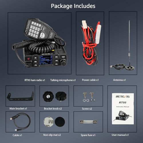 RT95 Dual Band Mobile Radio,Long Range Ham Radio w/ Antenna