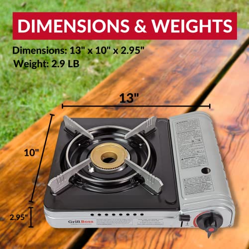 Dual Fuel Portable Stove,12K BTU Camp Stove-Butane & Propane