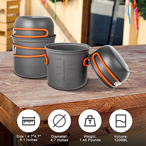 Camping Cookware Set with Stove,Portable Camping Mess Kit with Non-Stick Pots
