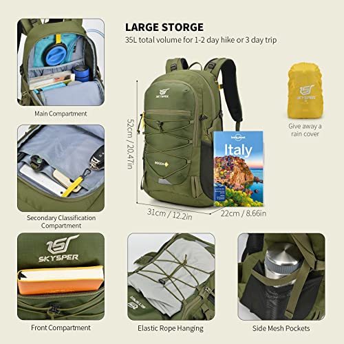 Hiking Backpack for Men Women, 35L Travel Backpack Waterproof Camping Backpack