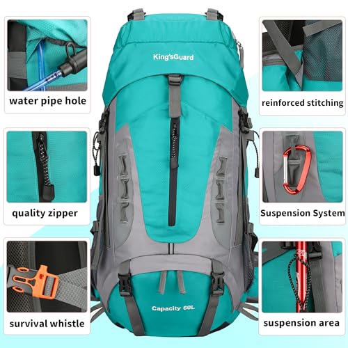 60L Hiking Backpack for Men & Women | Waterproof Camping & Backpacking Pack