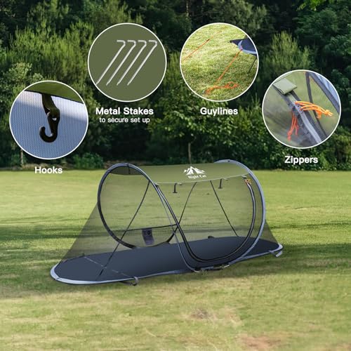 Pop-up Mosquito Tent 1 Person Camping Tent w/ Bug Screen Net Adults Kids Fits w/ Camping Cot