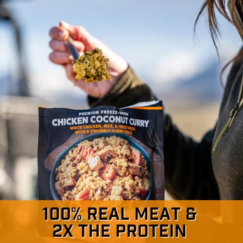 Chicken Coconut Curry|Freeze Dried Backpacking & Camping Food|Real Meat-2 Serving