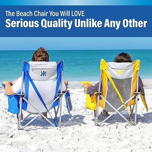 Beach Sling Chair w/ Cooler Pocket & Detachable Pillow-Beach Folding Chair & Camping Chair