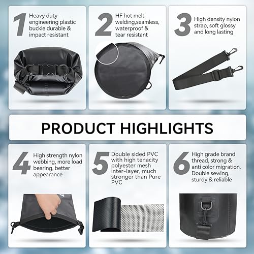 Floating Waterproof Dry Bag Backpack 5L,Roll Top Sack Keeps Gear Dry for Camping
