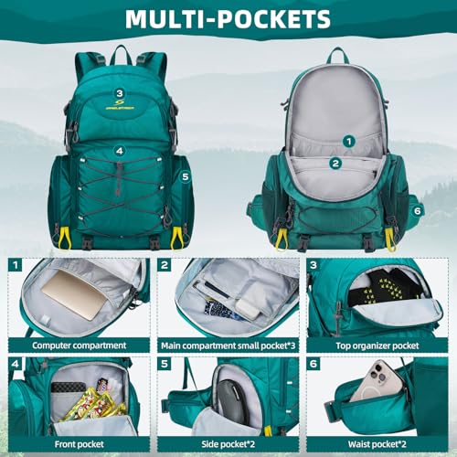 Hiking Backpack w/ Rain Cover,40L Waterproof Camping Backpack,Packable Hiking Daypack