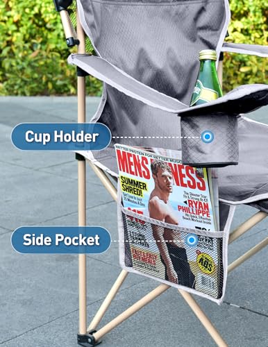 Beach Chair w/ Canopy Shade,Folding Camping Chair w/ Canopy & Cup Holder