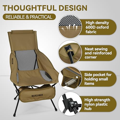 Lightweight Folding High Back Camping Chair with Head Support