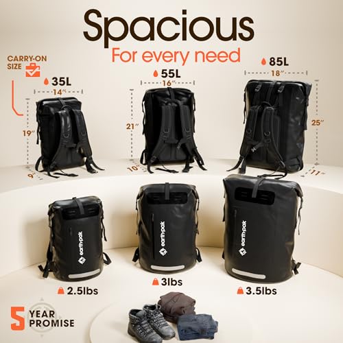 Waterproof Backpack - Heavy Duty Hiking Backpack - Roll-Top Closure Bag