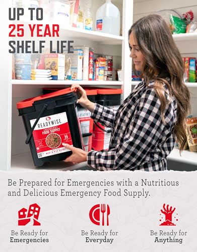 Chicken,Beef,Pork & Rice Emergency Food Supply Bucket,Freeze-Dried Survival Meals