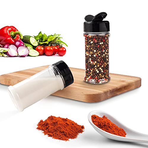 6pcs 5.5oz Plastic Spice Jars w/ Black Cap,Clear & Safe Plastic Bottle Containers w/ Shaker