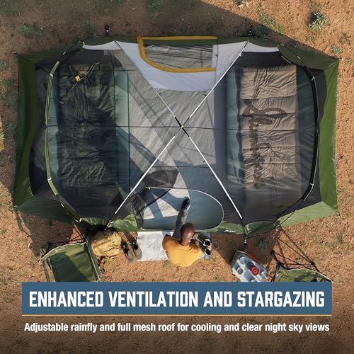 Aspen Grove 8 Person Hybrid Dome Family Camping Tent with 2 Rooms