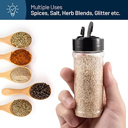 6pcs 5.5oz Plastic Spice Jars w/ Black Cap,Clear & Safe Plastic Bottle Containers w/ Shaker