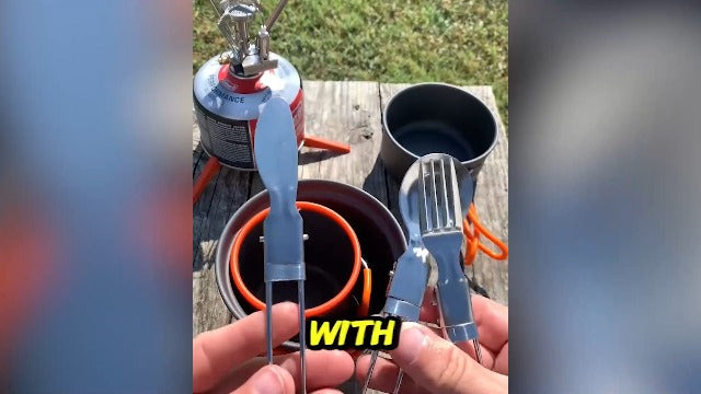 Camping Pots w/ Heat Exchanger Camping Cooking Set w/ Portable Camping Stove
