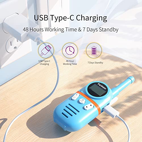 4pcs Walkie Talkies for Kids Rechargeable, Long Range 2 Way Radio