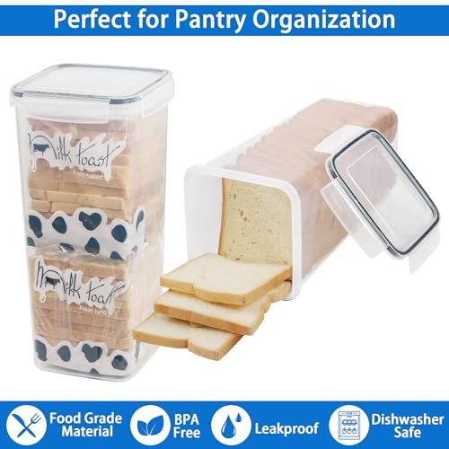 2pcs Bread Box,Plastic Bread Container,Bread Storage for Kitchen Counter-Airtight Lid