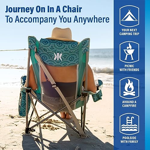 Beach Sling Chair w/ Cooler Pocket & Detachable Pillow-Beach Folding Chair & Camping Chair