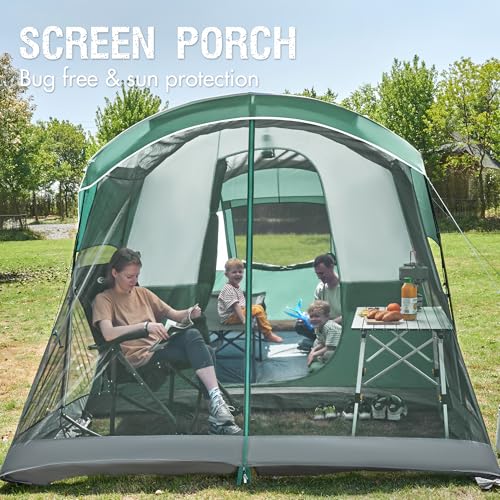 6/8/10 Person Family Camping Tent w/ Screen Room,Water Resistant Big Tunnel Tent w/ Rainfly