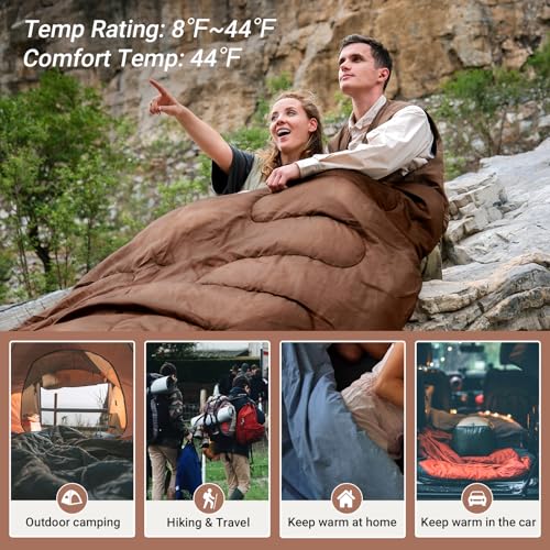 Queen Size 2 Person Double Sleeping Bags with Pillows for Adults