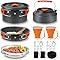 Camping Cooking Set,Camping Cookware Outdoor Aluminum Mess Kit w/ Frying Pan