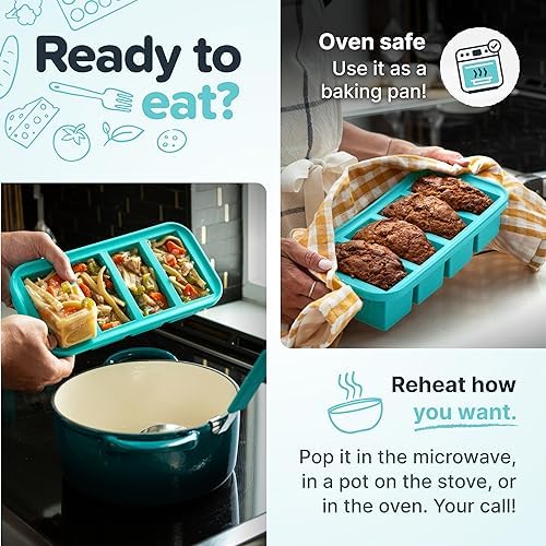 2pcs Cup Silicone Freezer Tray w/ Lids,Perfect for Storing Lasagna,Leftovers