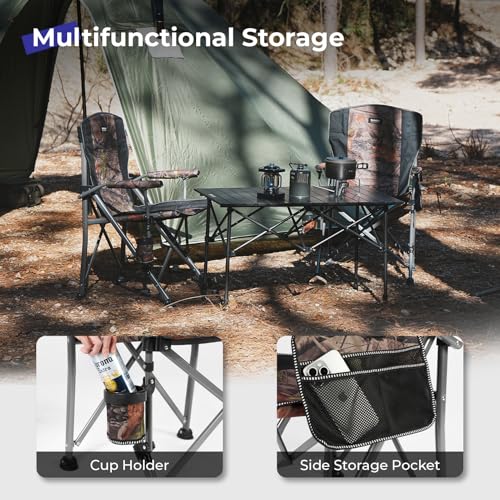 Camping Folding Chair,Heavy Duty Steel Frame Support 400LBS w/ Side Pocket & Cup Holder
