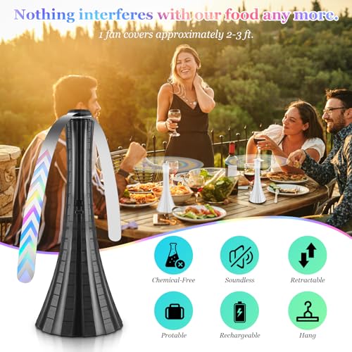 4pcs Fly Fans for Tables Rechargeable,Flies Fan to Keep Flies Away,Food Fans for Camping