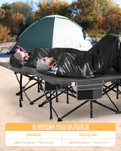 Camping Cots for Adults,Sleeping Cot with Cushion Max Load 450 LBS
