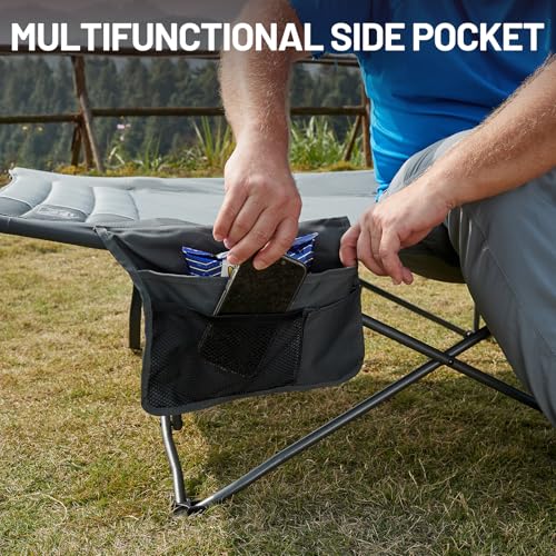 Extra Wide Heavy Duty Camping Cot for Adult,Easy Set Up Oversized Sleeping Cot w/ Carry Bag