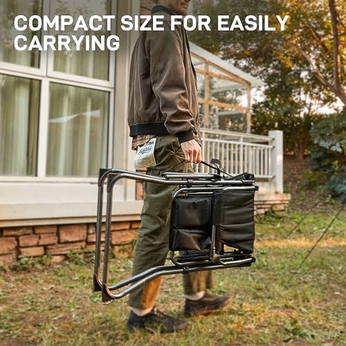 Portable 30.7" Seat Height Tall Folding Camping Chair Directors Chair w/ Side Table