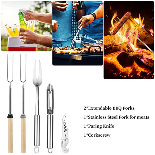 Camping Cooking Utensils Set,Stainless Steel Grill Tools, Camping BBQ Cookware Gear