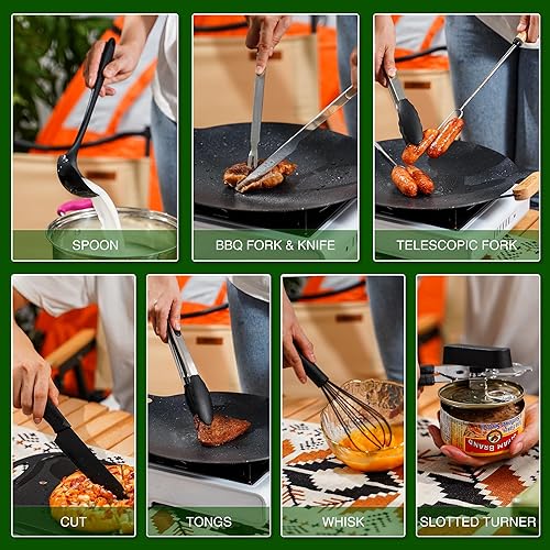 Camping Essentials Cookware Cooking Utensils Set - Camping Kitchen Utensils