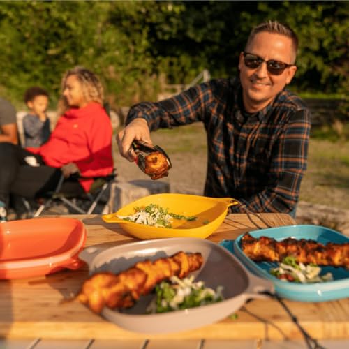 6pcs Camping Mess Kit with Bowl, Plate, Camp Cup & Switch Spork Utensil Set