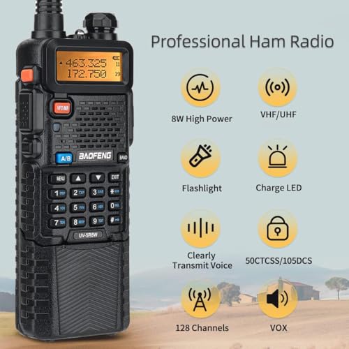 2pcs Radio UV-5R 8W Ham Radio Long Range UV5R Dual Band Handheld Walkie Talkies