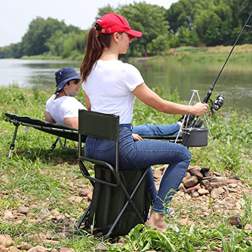 Backpack Cooler Chair Fishing Chairs w/ Backrest,Folding Camping Stool Compact for Outdoors