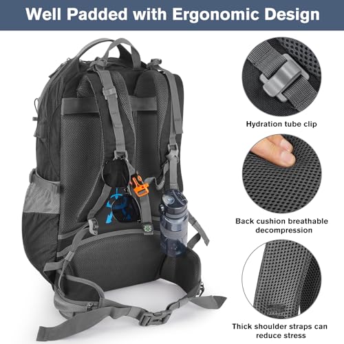 50L Hiking Backpack Waterproof Daypack Outdoor Camping Climbing Backpack w/ Rain Cover