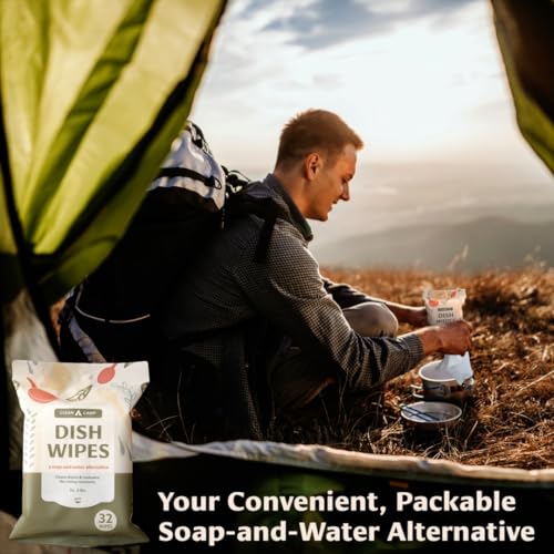 Dish Wipes|100% Biodegradable Pre-Moistened Food-Safe Camp Kitchen Wipes