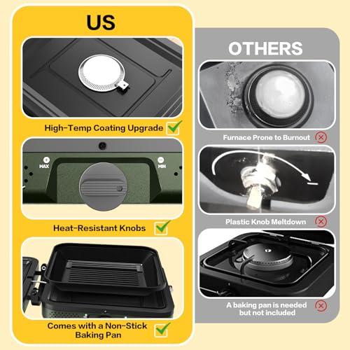 Camping Stove 2 Burner Propane Stove With Grill,Foldable Camping Stove Propane