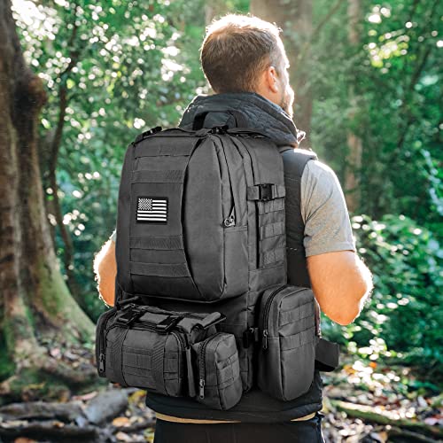 Tactical Backpack Military Army Rucksack 60L Large Assault Pack Detachable Molle Bag