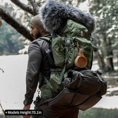 60L Military Internal Frame Backpack for Hiking & Camping | Rucksack with Rain Cover