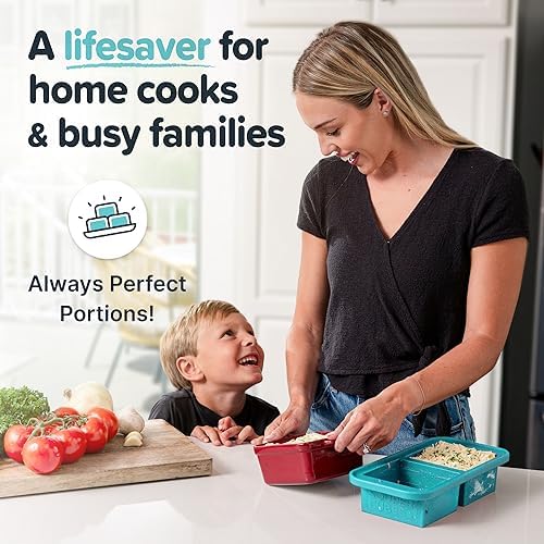 2pcs Cup Silicone Freezer Tray w/ Lids,Perfect for Storing Lasagna,Leftovers