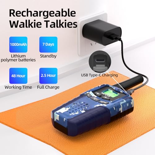 3pcs Rechargeable Kids Camouflage Walkie Talkies - Long Range